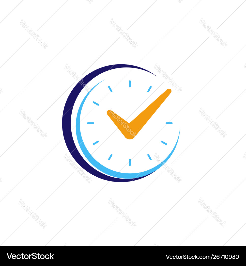 Clock icon with check mark flat design vector image