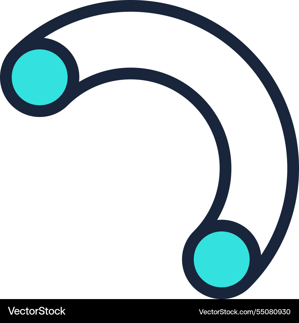 Curved connection linking two cyan circles Curved connection linking two cyan circles vector image