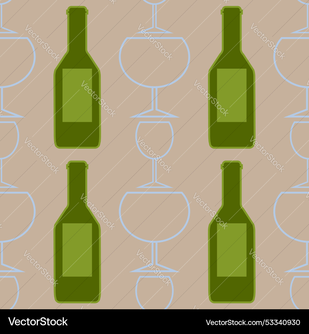 Drink seamless pattern bottles and glasses Vector Image