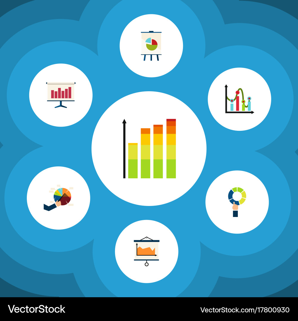 Flat icon graph set of segment diagram vector image