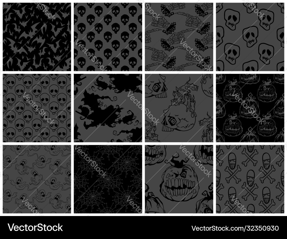 Halloween seamless patterns set Halloween seamless patterns set Vector Image