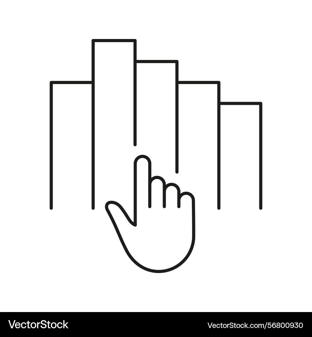 Hand touching bar graph line icon data Hand touching bar graph line icon data vector image