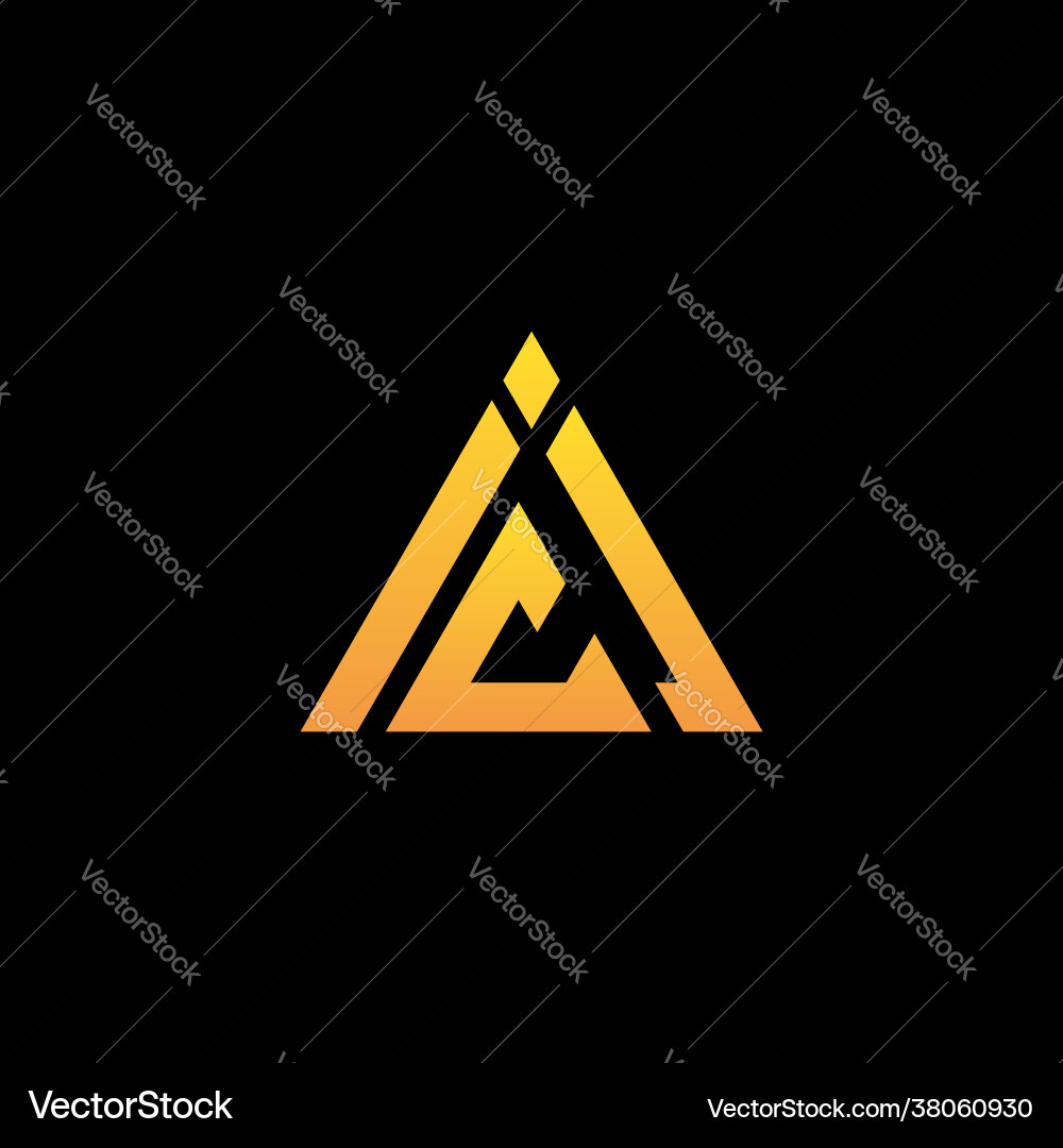 I c monogram initial logo with a yellow triangle I c monogram initial logo with a yellow triangle vector image
