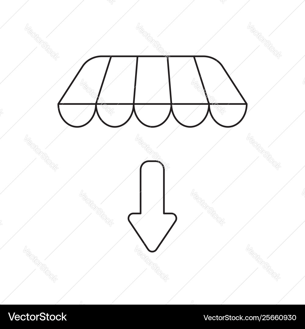 Icon concept arrow down under shop store awning Vector Image