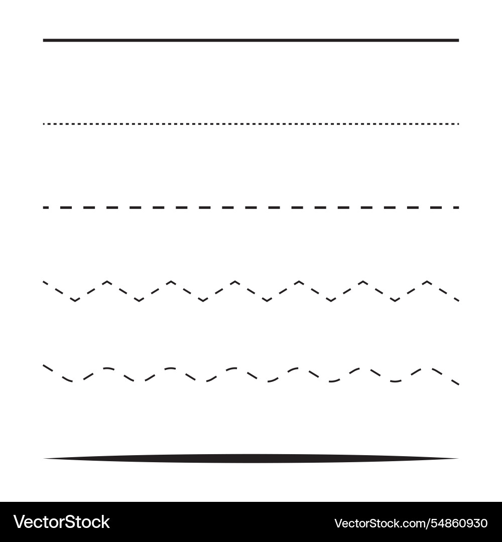 Line set dashed and solid lines minimalist black Line set dashed and solid lines minimalist black vector image