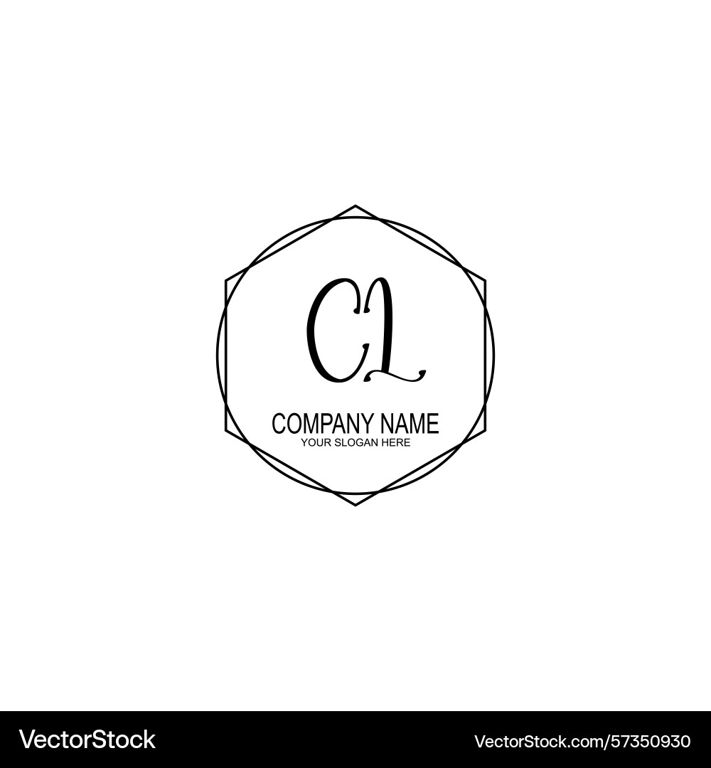 Minimalist handwritten cl initial logos with soft Vector Image