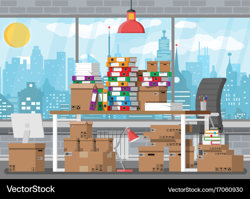 Office Paperwork and File Stack Vector Image