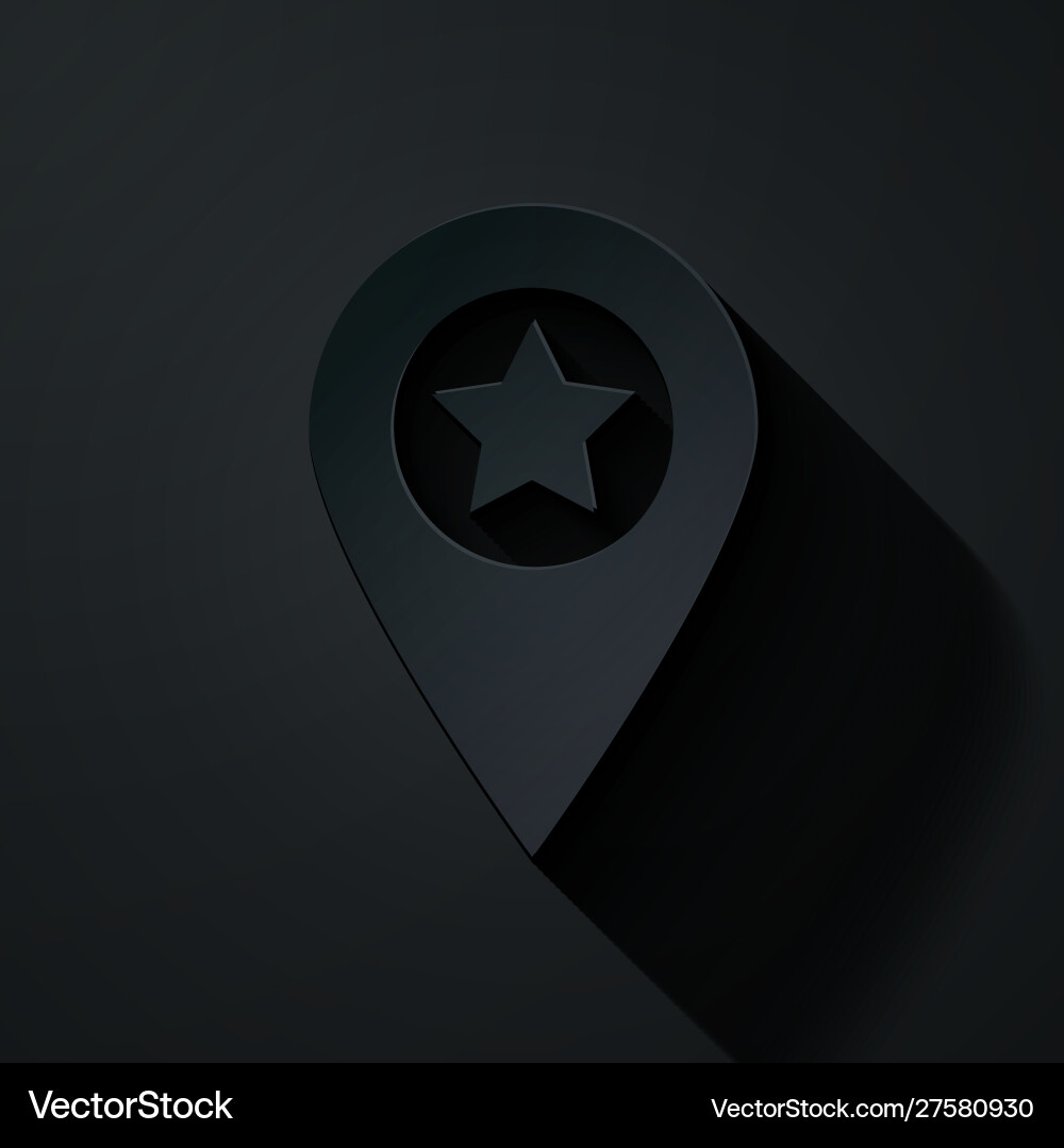 Paper cut map pointer with star icon isolated vector image