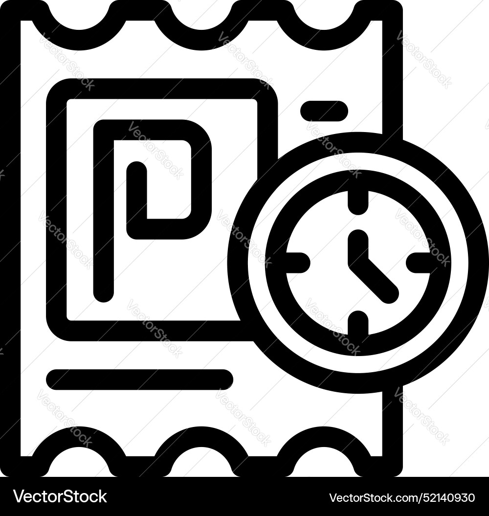 Parking ticket showing time limit with clock icon Parking ticket showing time limit with clock icon vector image