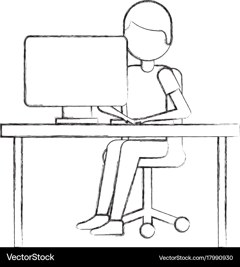 Person Coding on Computer vector image