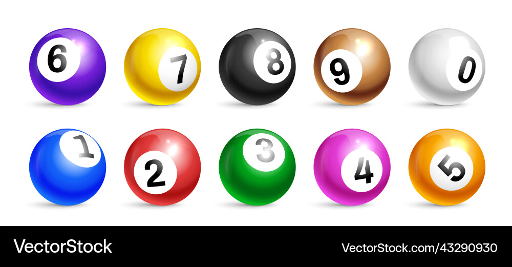 Realistische Bingo-Lotto-Bälle-Symbol-Set Realistische Bingo-Lotto-Bälle-Symbol-Set vektorbild