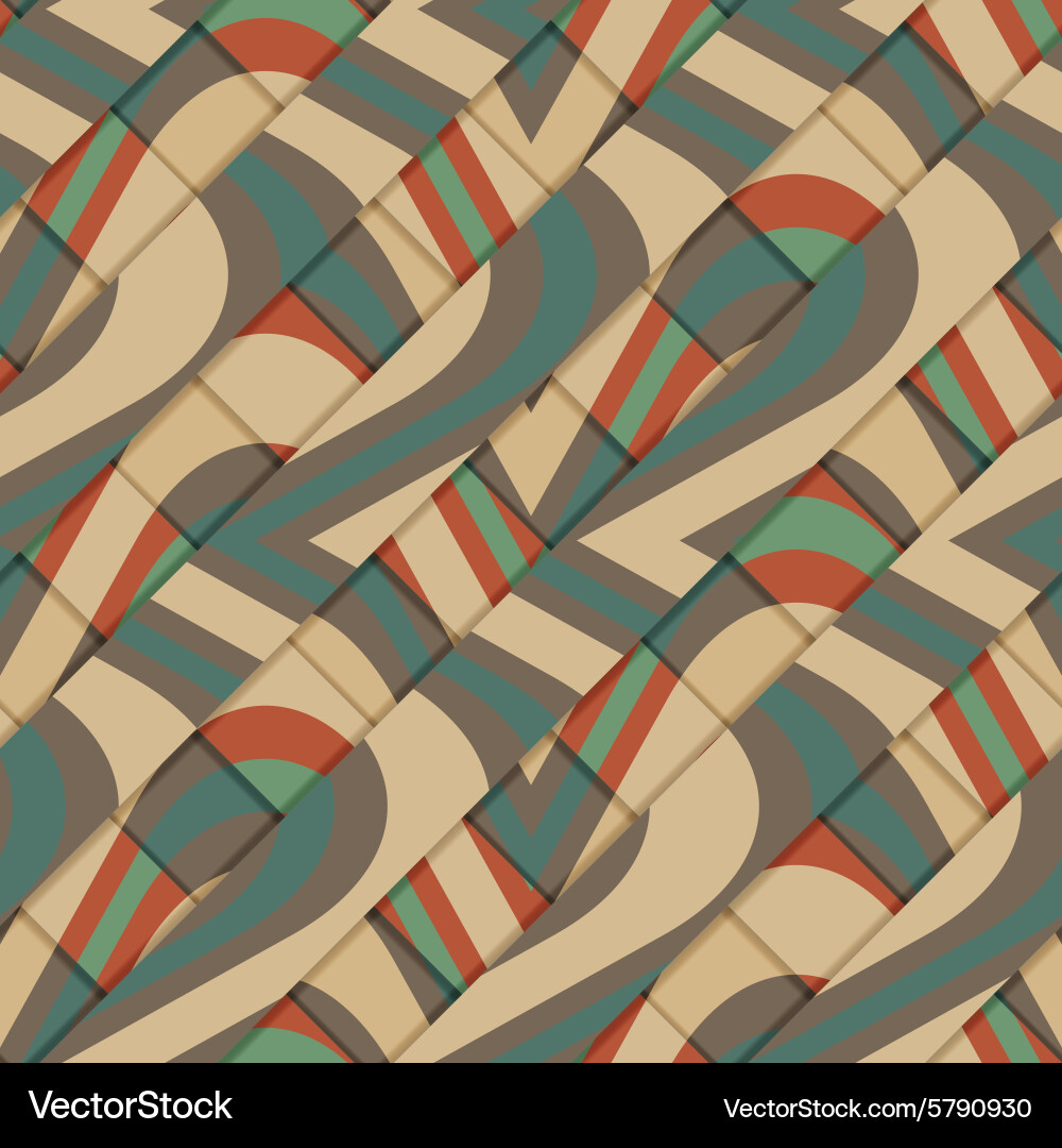 Retro 3d diagonal stripes crossing with waves vector image