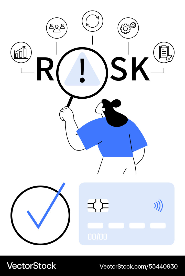 Risk analysis concept with magnifying glass icons Vector Image