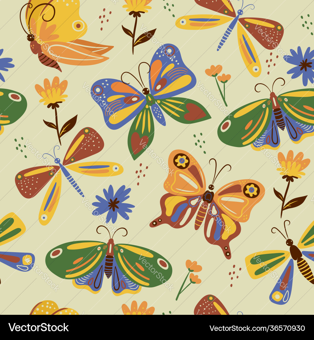 Seamless pattern with butterflies graphics Seamless pattern with butterflies graphics vector image