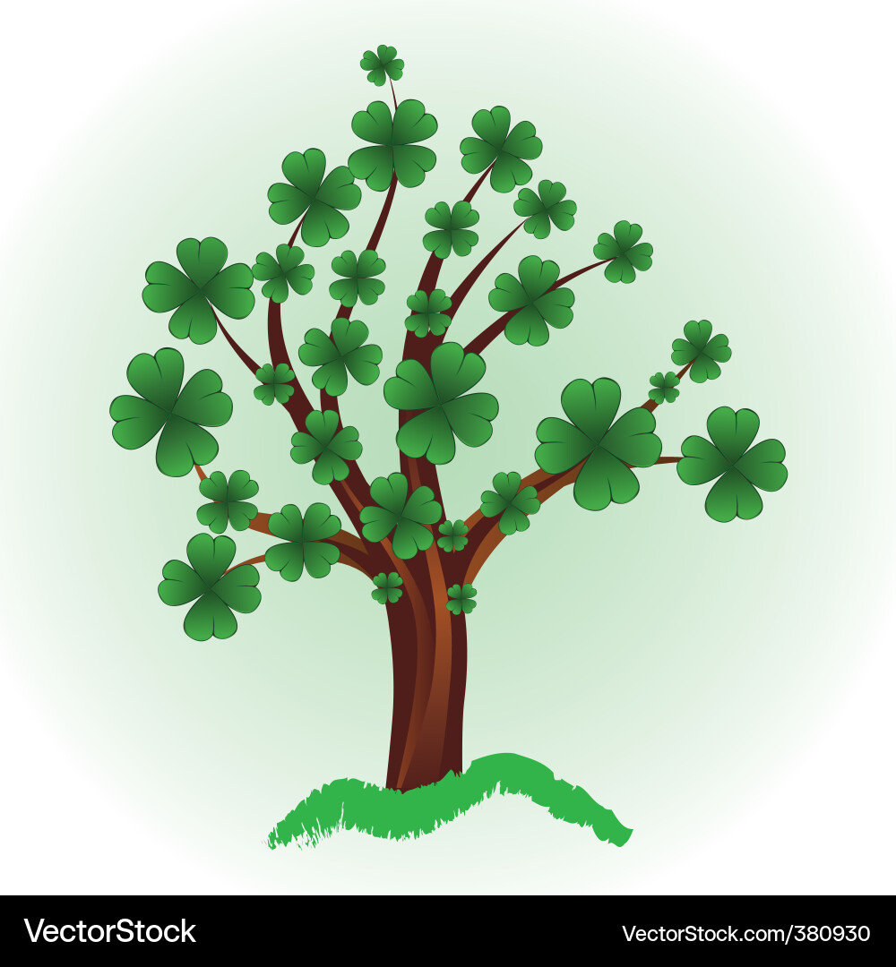 Tree with four leaf clover vector image