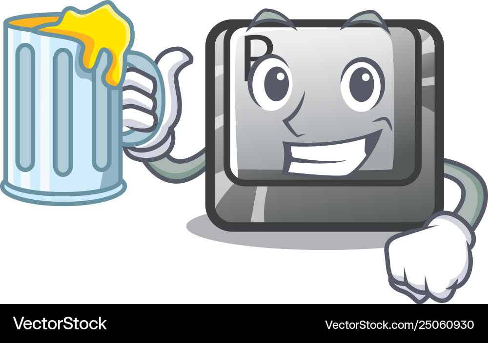 With juice button r in mascot shape With juice button r in mascot shape Vector Image