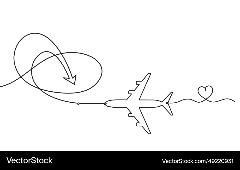 Abstract continuous lines arrows with plane Vector Image