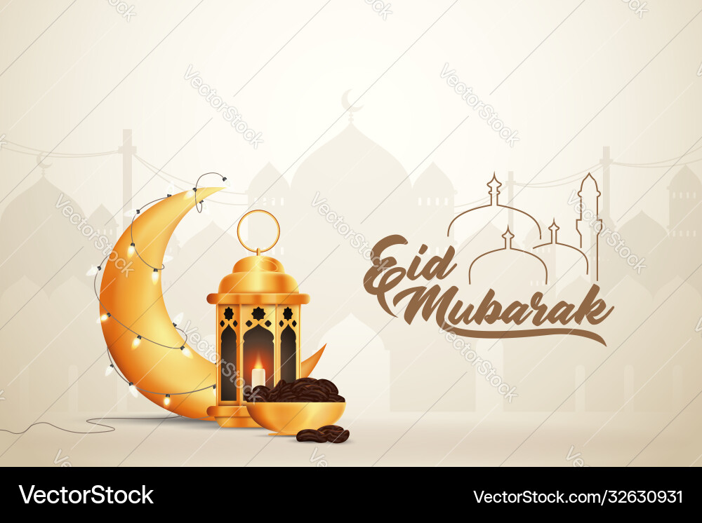 Beautiful eid-al-fitr eid-al-adha eid mubarak vector image