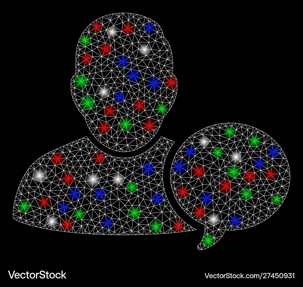 Bright mesh network user hint balloon with flare vector image