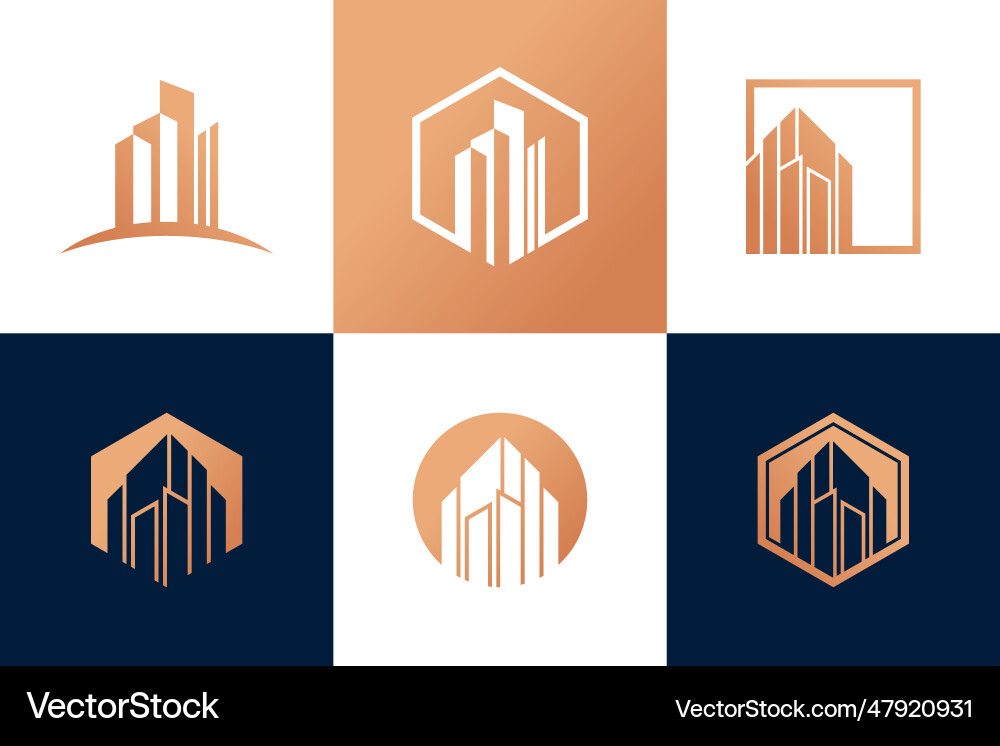Building logo design collection with unique Building logo design collection with unique Vector Image