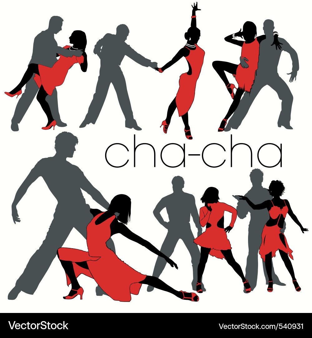 Cha-Cha Dance Silhouettes Vector Image