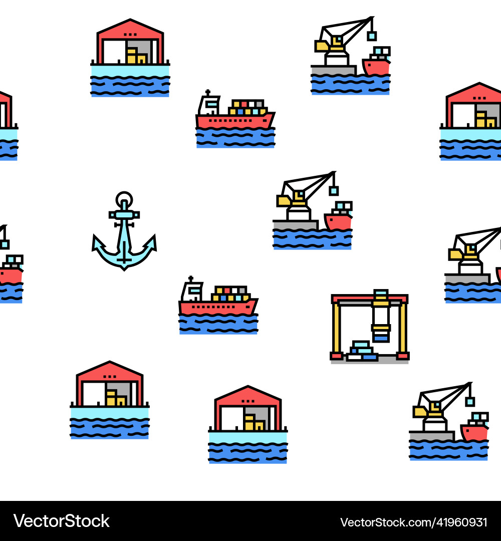 Container port tool seamless pattern vector image
