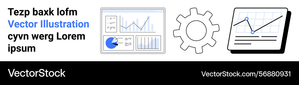 Data analysis dashboard with graphs gear Data analysis dashboard with graphs gear vector image