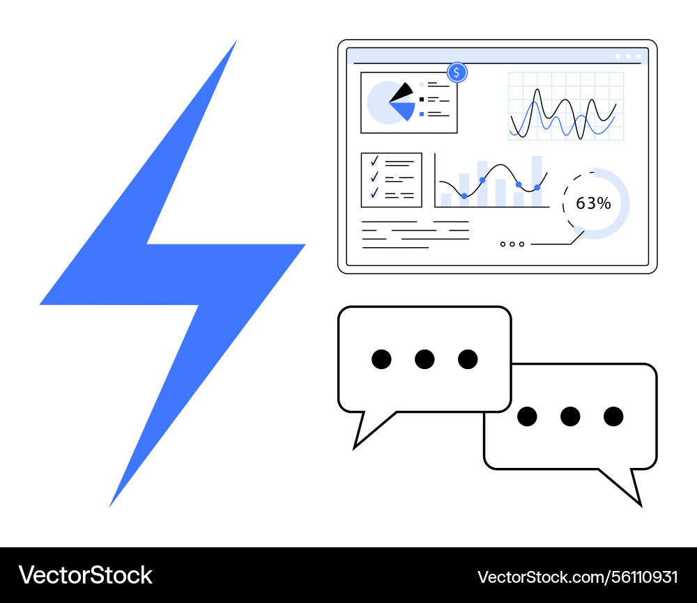 Data dashboard and communication with lightning Data dashboard and communication with lightning vector image