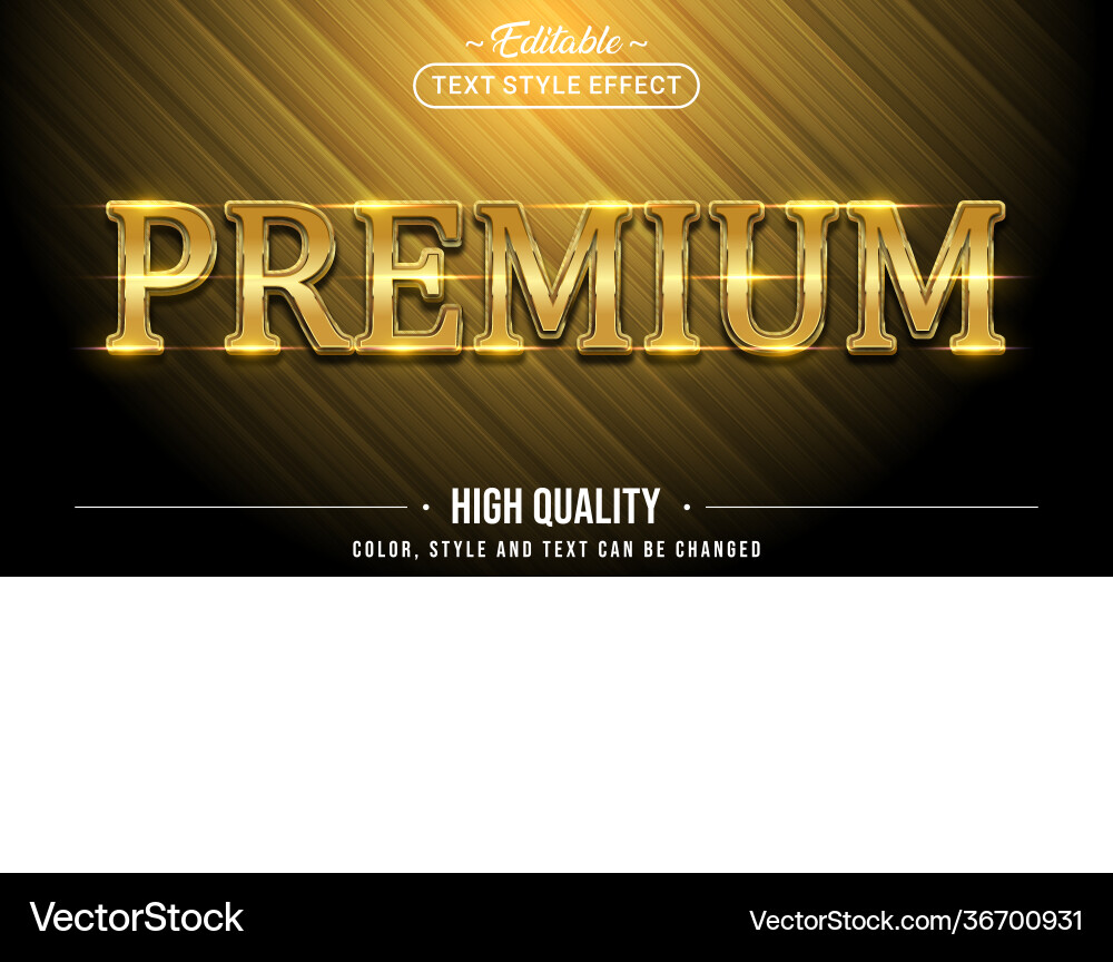Editable text style effect - gold premium Vector Image