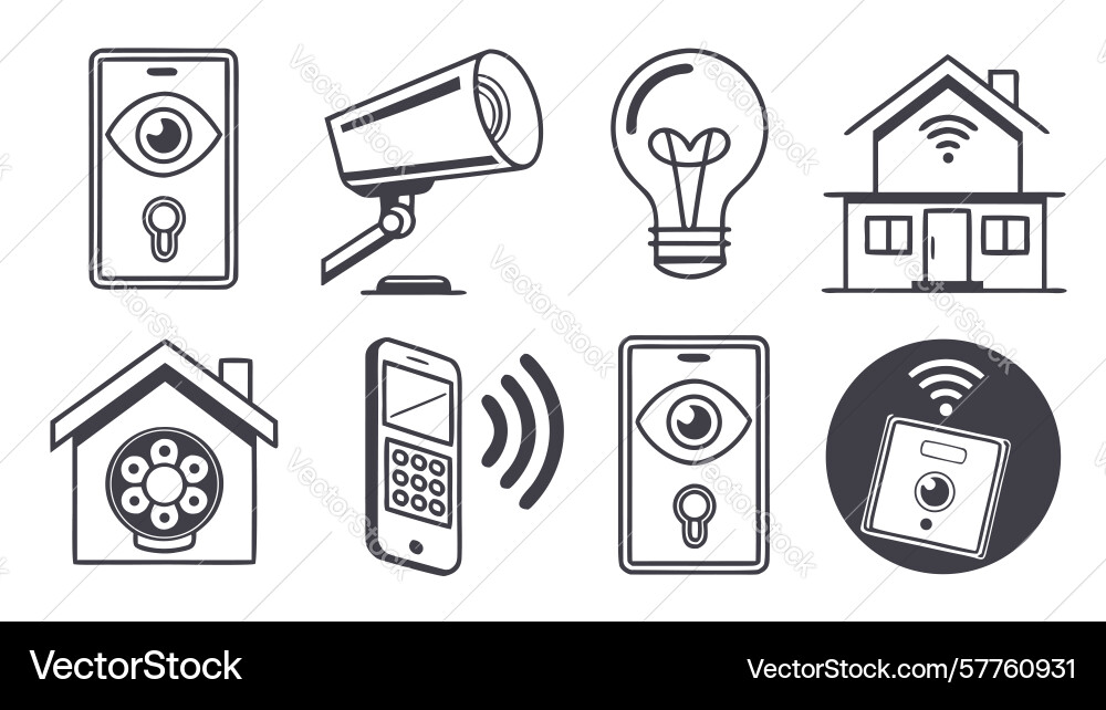 Essential smart home and automation icons design vector image