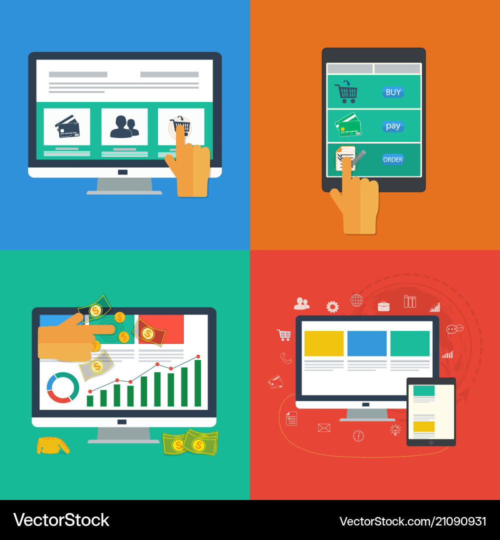 Flat design icons for web and mobile apps Flat design icons for web and mobile apps vector image
