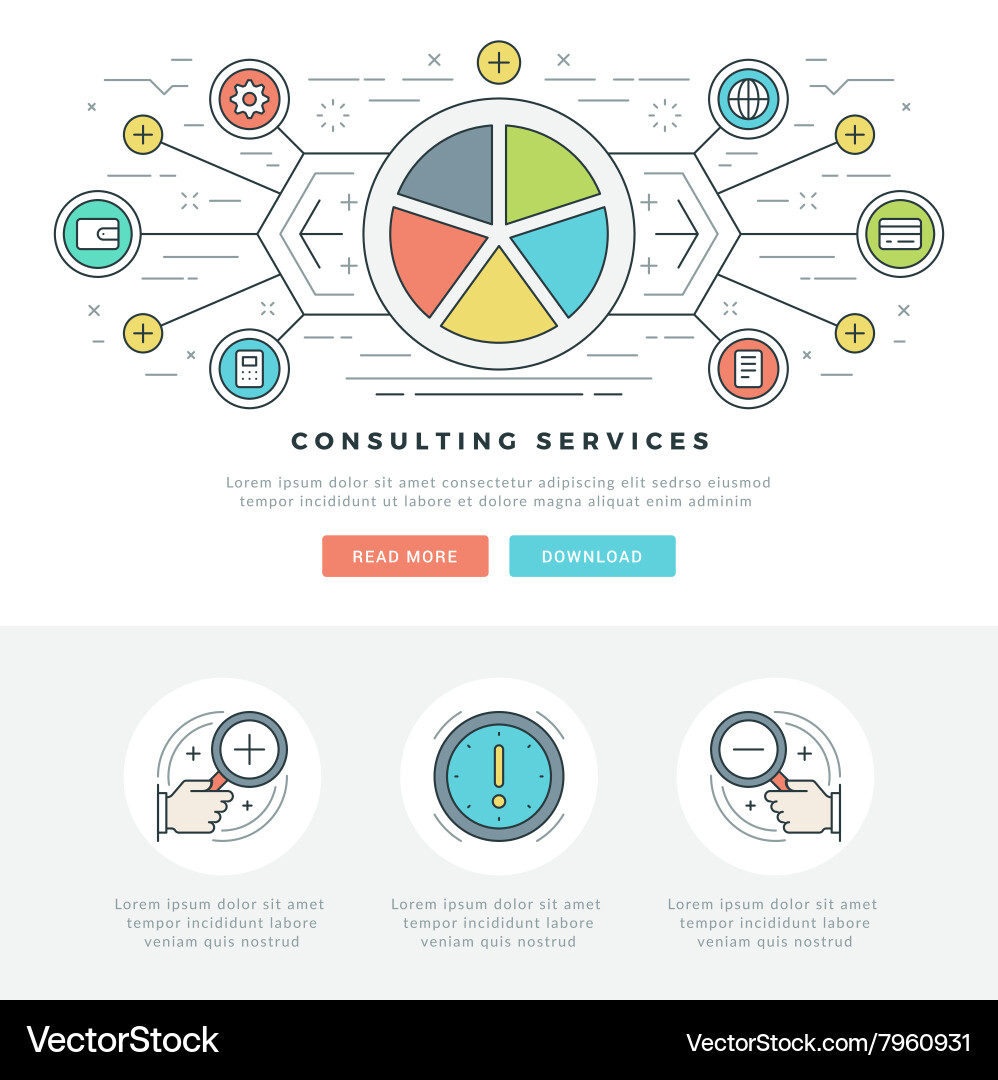 Flat line business concept web site header vector image