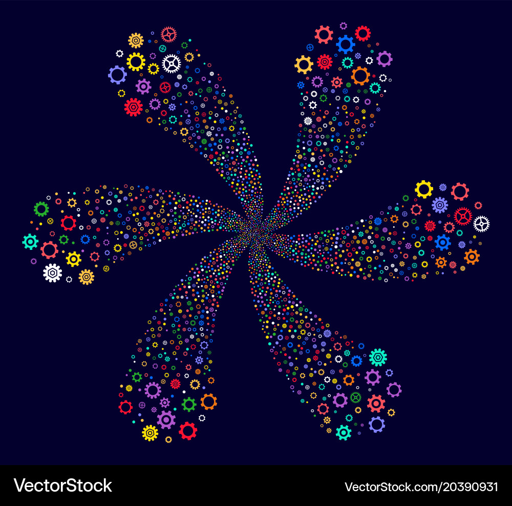 Gears and cogs twirl stream Vector Image