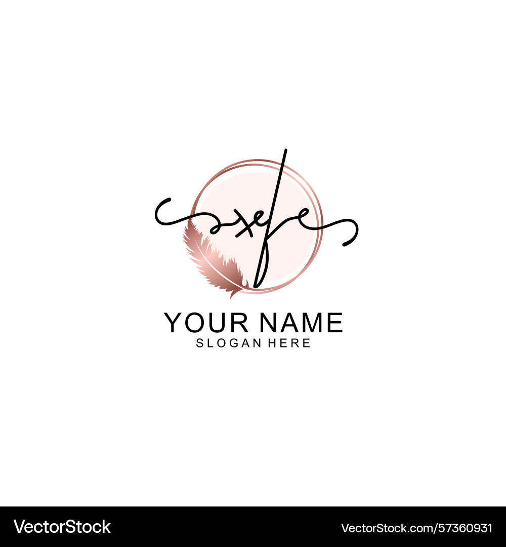 Handwritten xf initial logo with circle Handwritten xf initial logo with circle Vector Image
