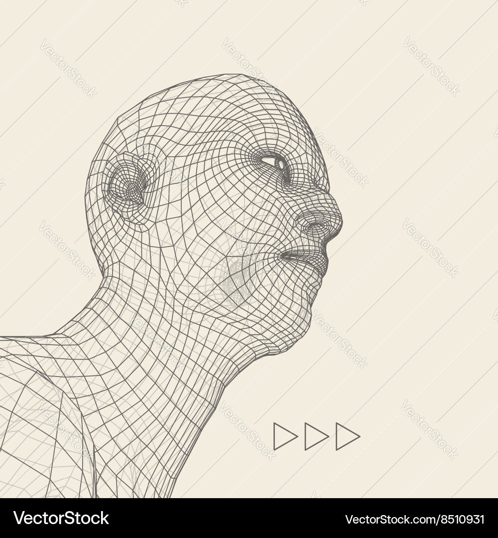 Head of the person from a 3d grid human Vector Image