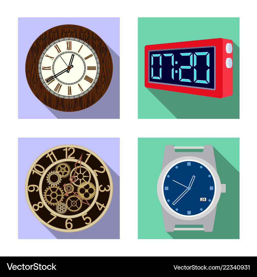 Isolated object of clock and time logo collection Isolated object of clock and time logo collection vector image