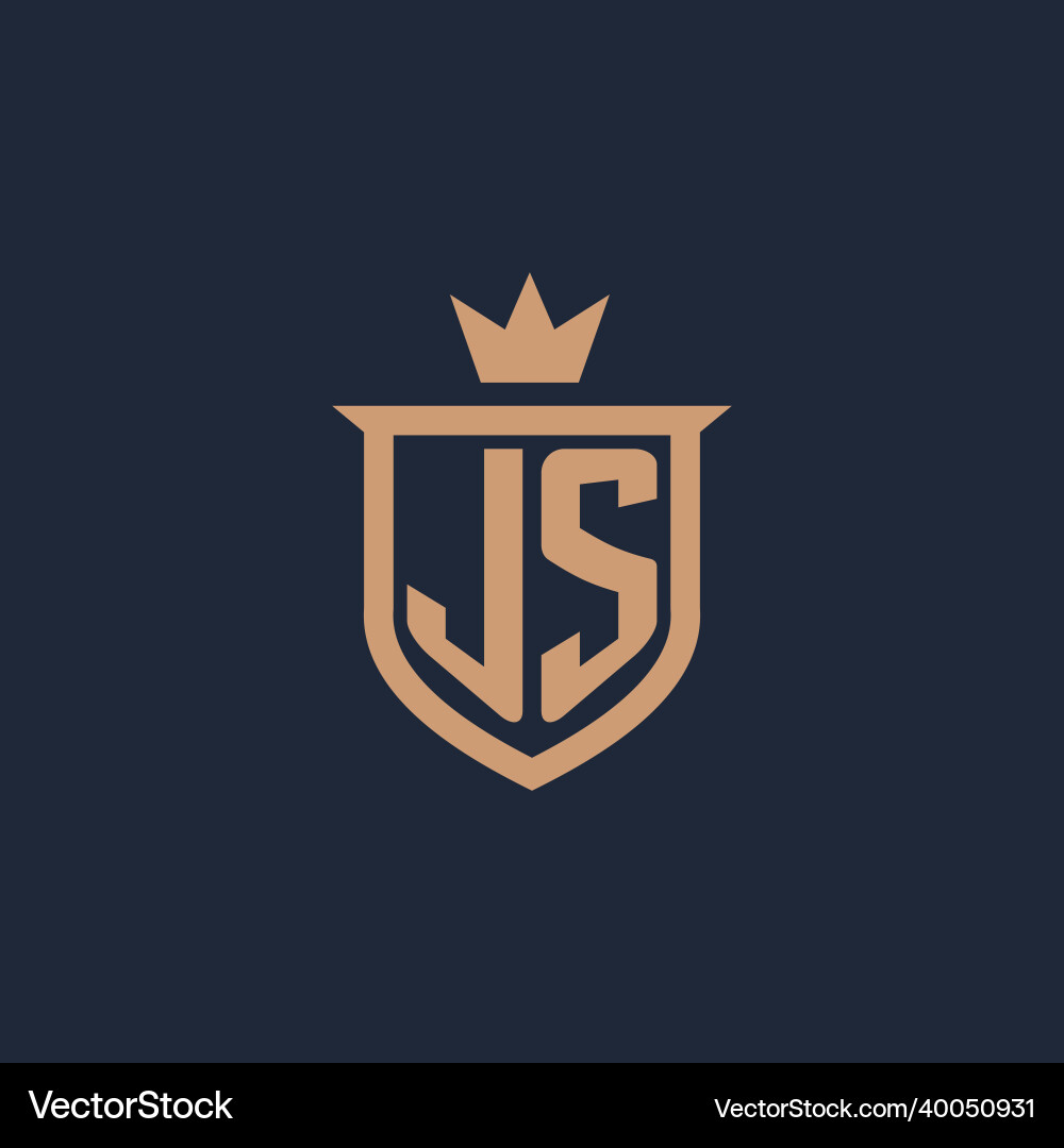 Js monogram initial logo with shield and crown Vector Image