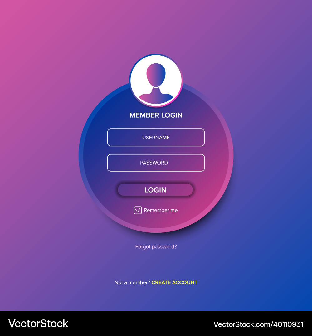 Login form web page design template or mock up Login form web page design template or mock up vector image