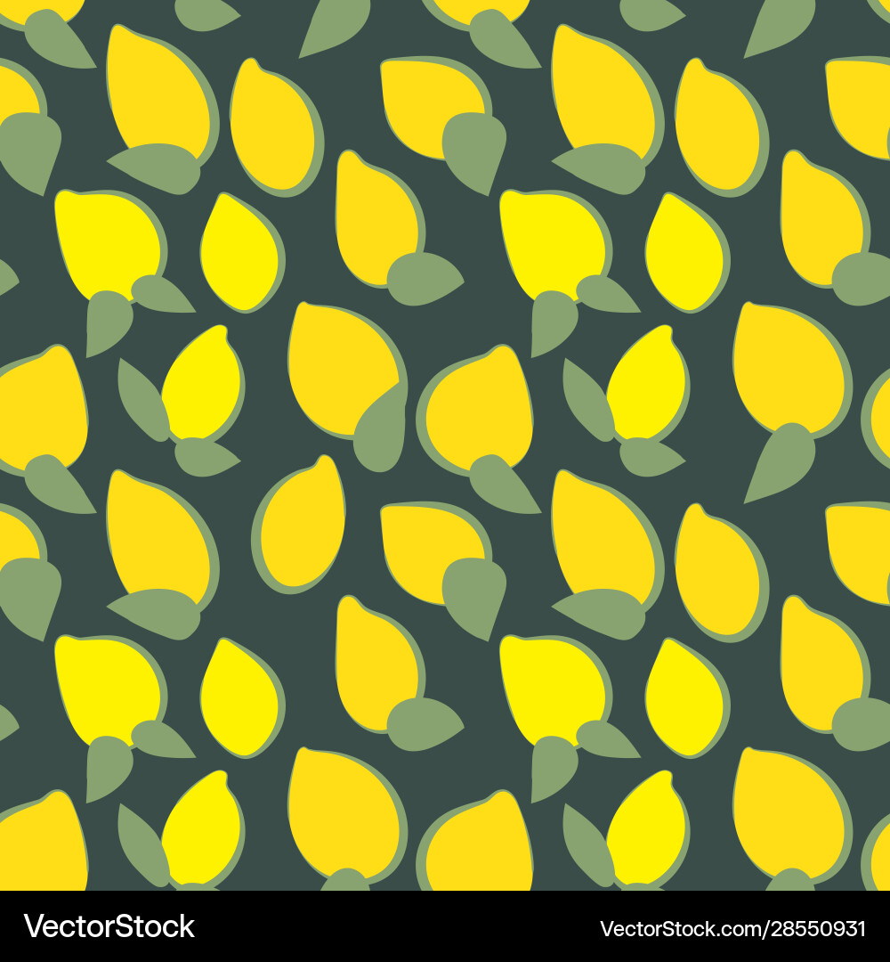 Pattern with simple lemons on dark background Pattern with simple lemons on dark background vector image