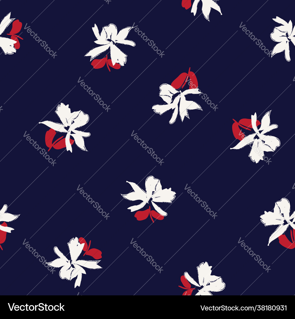 Red floral brush strokes seamless pattern Red floral brush strokes seamless pattern vector image
