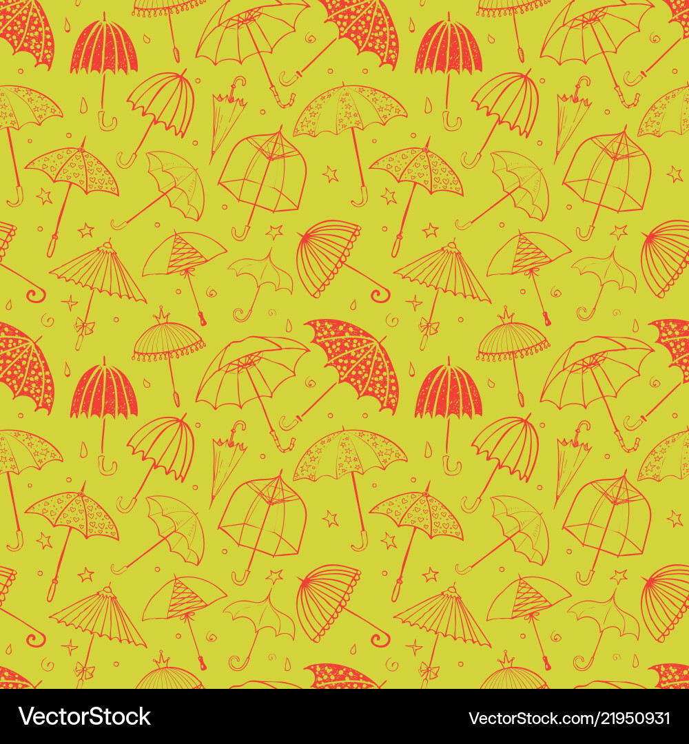 Seamless pattern with red umbrellas on green Seamless pattern with red umbrellas on green vector image