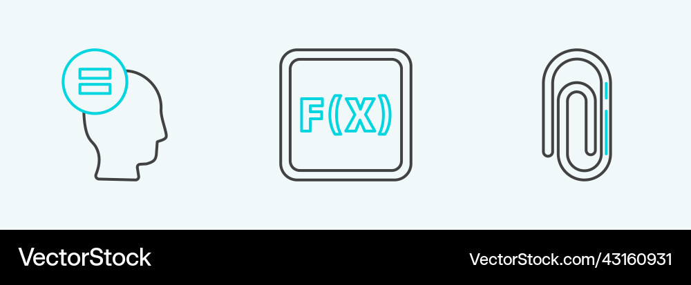 Set line paper clip calculation and function Set line paper clip calculation and function vector image