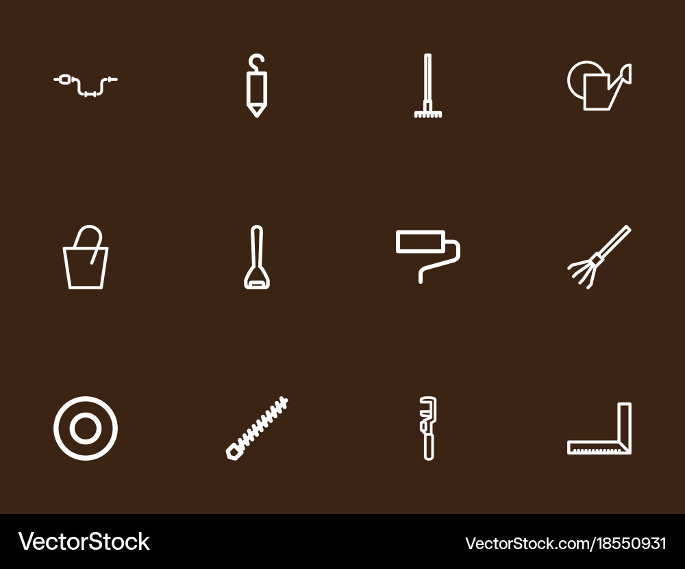 Set of 12 editable tools outline icons includes vector image