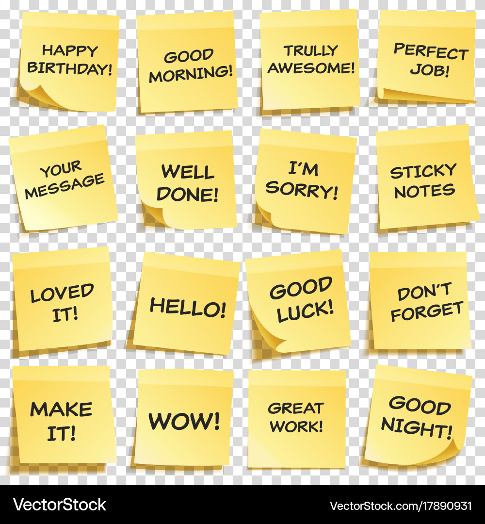 Sticky note with text and shadow isolated vector image