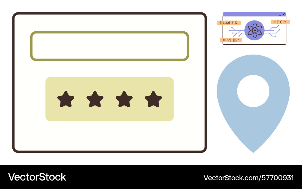 User rating interface with map marker and abstract vector image