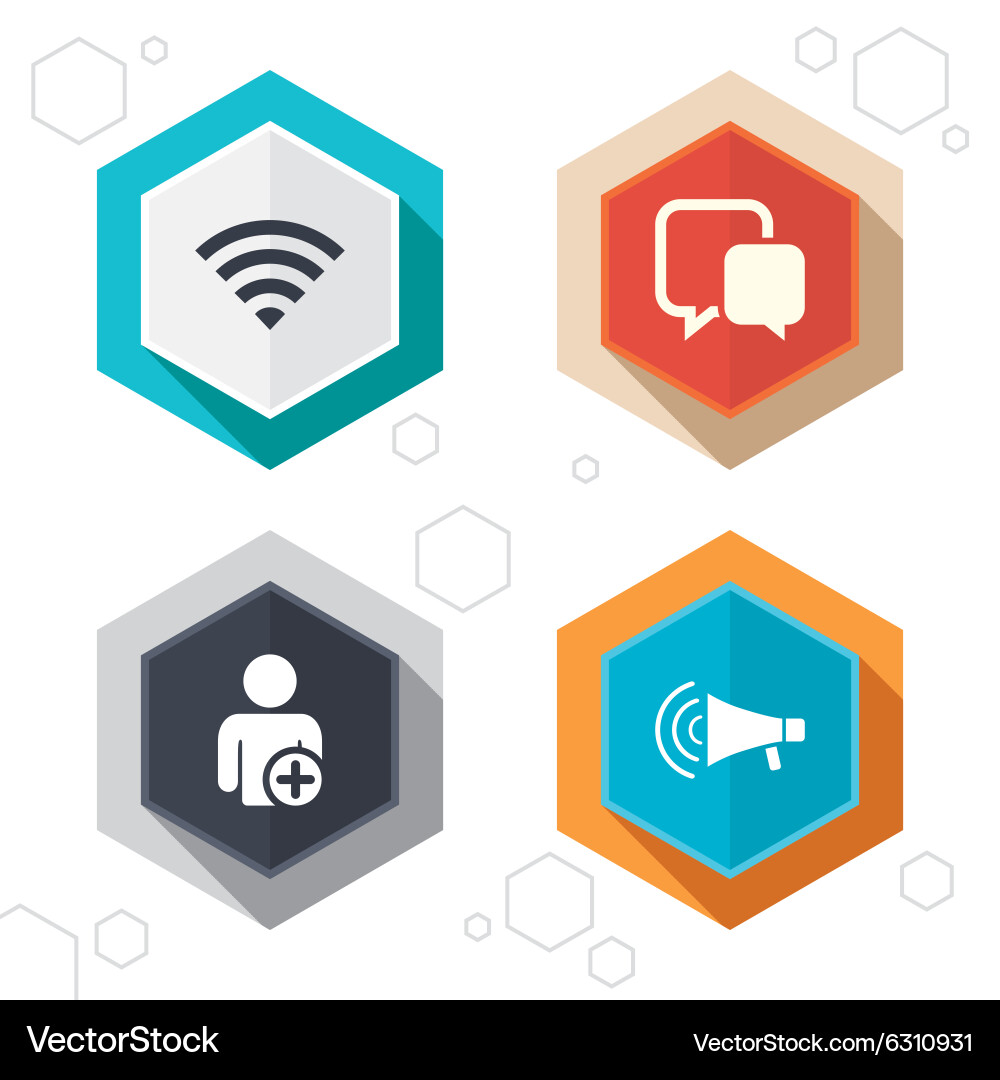 Wifi and chat bubbles add user megaphone Vector Image