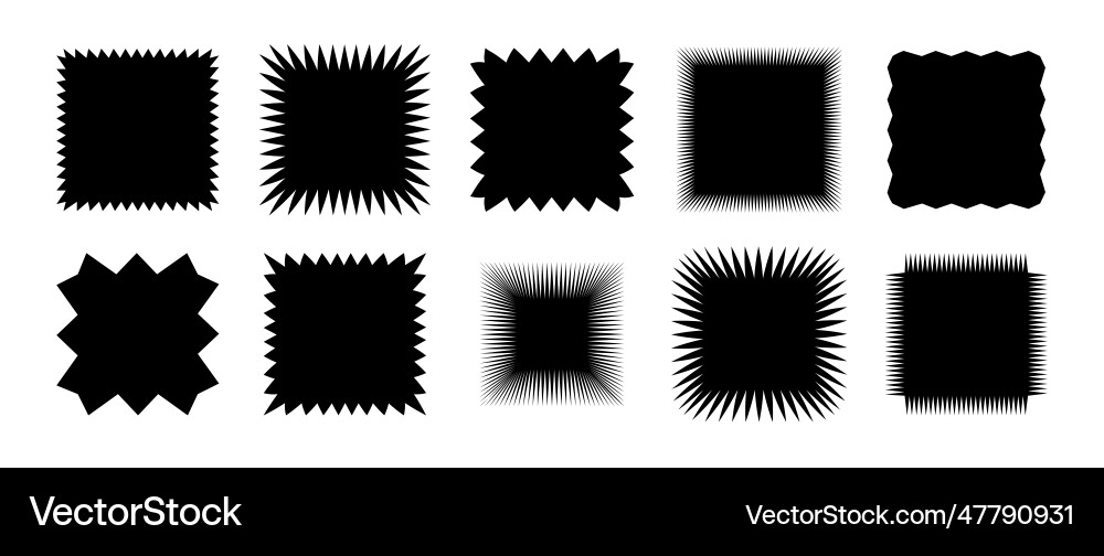 Zig zag edge square shape collection jagged Zig zag edge square shape collection jagged vector image
