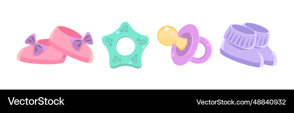 Babyhood object and different items for playing Vector Image
