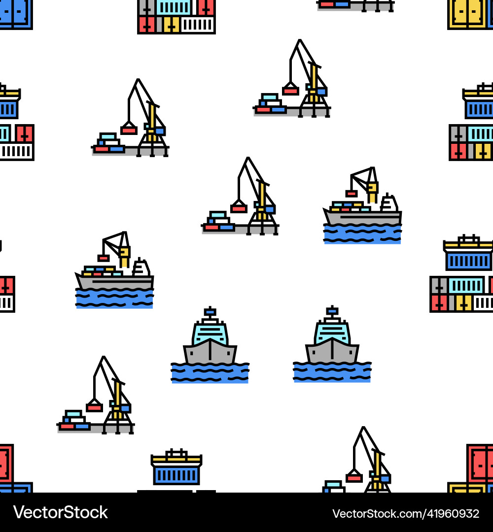 Container port tool seamless pattern Vector Image
