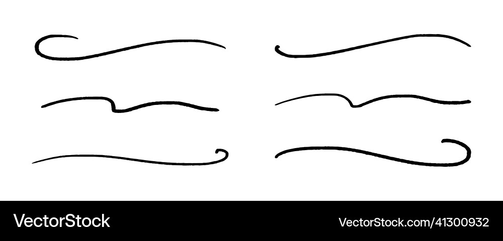 Curved strokes set of squiggly lines isolated Curved strokes set of squiggly lines isolated vector image